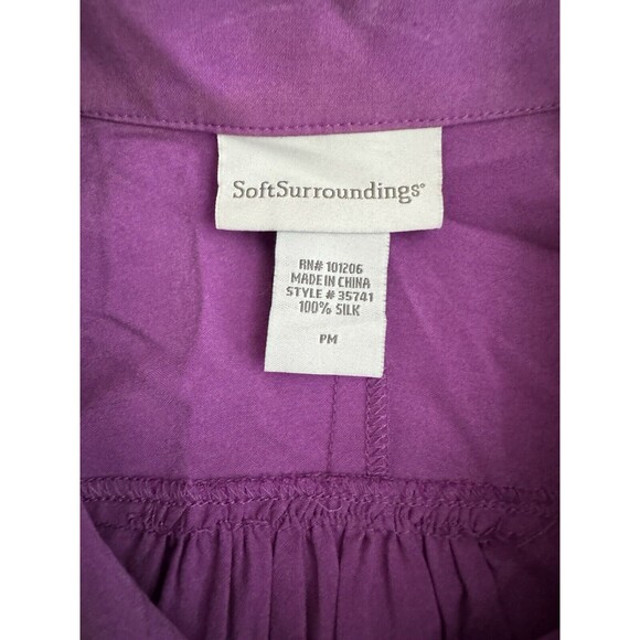 Soft Surroundings 100% Silk Purple Button Down Blouse‎ Size PM - Picture 4 of 7